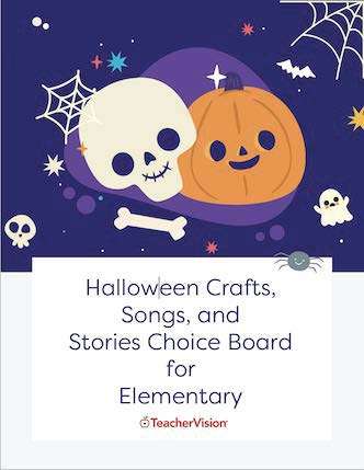 Halloween Crafts, Songs, and Stories Choice Board for Elementary
