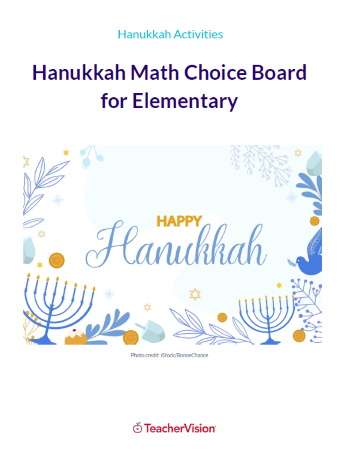 Hanukkah Math Choice Board for Elementary Grades