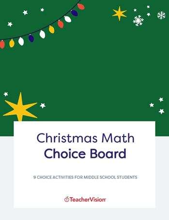 Christmas Math Choice Board for Middle School