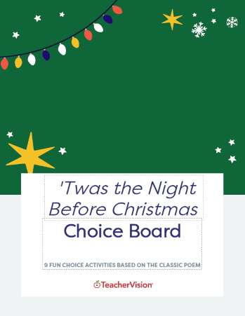 Twas the Night Before Christmas Choice Board for Elementary Grades