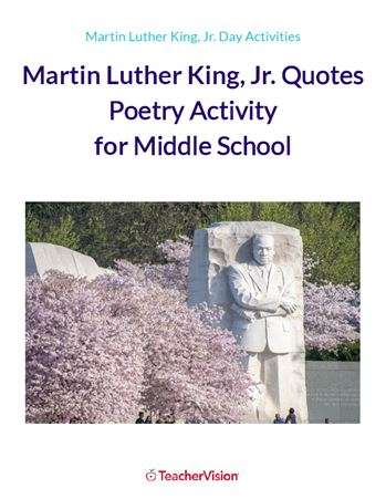 Martin Luther King Jr. Quotes Poetry Activity for Middle School