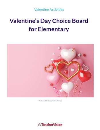 Valentine's Day Choice Board for Elementary Grades
