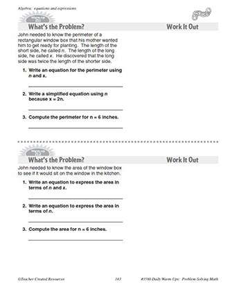 Algebra Daily Math Warm-Ups and Answer Key Grade 5-7