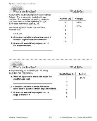 Algebra Daily Math Warm-Ups and Answer Key Grade 5-8