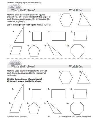 Geometry Daily Math Warm-Ups and Answe Key Grade 4-6