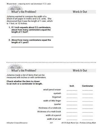 Measurement Daily Math Warm-Ups and Answe Key Grade 4-6