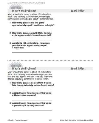 Measurement Daily Math Warm-Ups and Answer Key Grade 5-7
