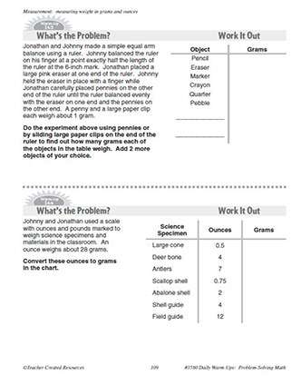 Measurement Daily Math Warm-Ups and Answer Key Grade 5-9