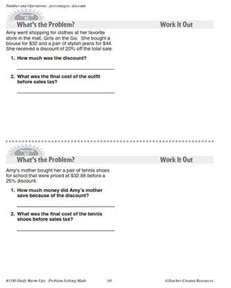 Numbers and Operation Daily Math Warm-Ups and Answer Key Grade 5-7