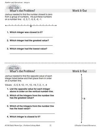 Numbers and Operation Daily Math Warm-Ups and Answer Key Grade 5-8