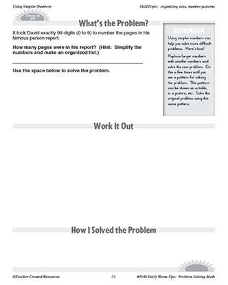 Using Simpler Numbers Daily Math Warm-Ups and Answer Key Grade 5-7