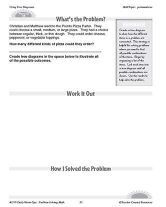Using Tree Diagrams Daily Math Warm-Ups and Answer Key Grade 4-6
