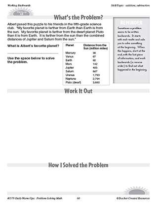 Working Backwards Daily Math Warm-Ups and Answer Key Grade 4-6