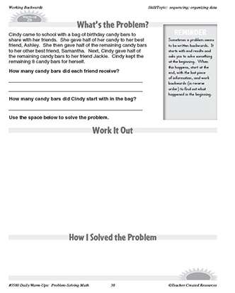 Working Backwards Daily Math Warm-Ups and Answer Key Grade 5-7