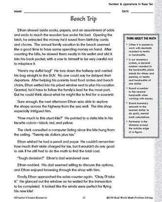 Number and Operations in Base Ten Math Worksheet and Answer Key Grade 4-6