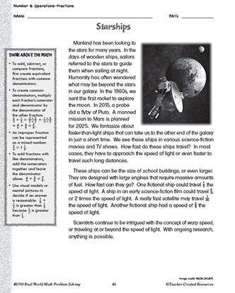 Number and Operations - Fractions Math Worksheet and Answer Key Grade 4-6