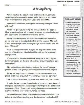 Operations and Algebraic Thinking Math Worksheet and Answer Key Grade 4-6