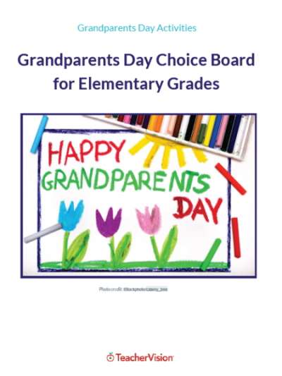 Grandparents Day Choice Choice Board for Elementary
