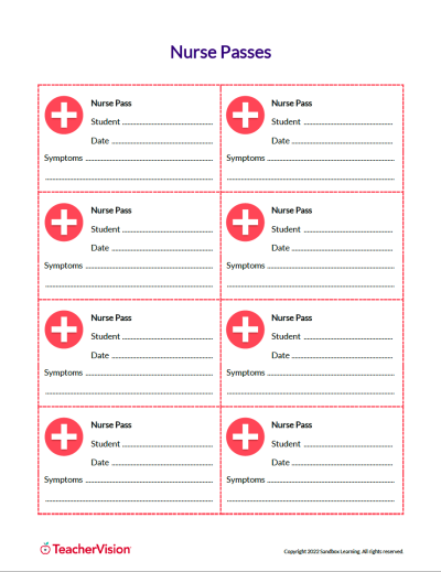 School Nurse Passes for Students