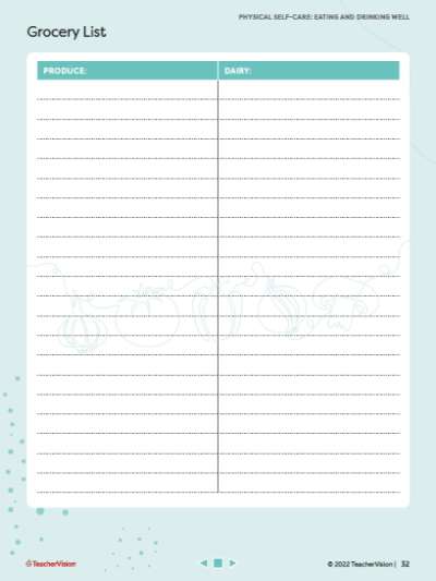 Healthy Grocery List Printable