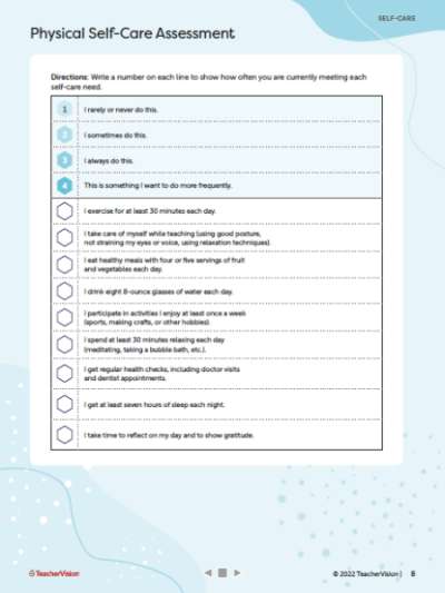 Self-Care Assessment Worksheet