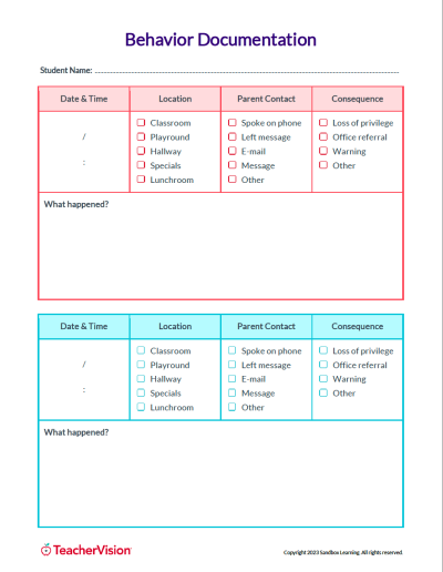 Behavior Graphic Organizer