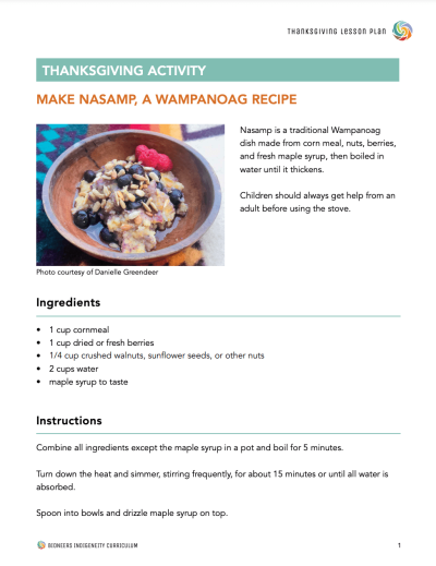 Thanksgiving Activity: Make Nasamp, A Wampanoag Recipe