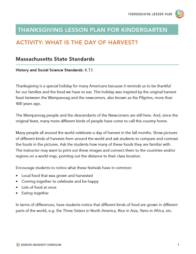 Harvest Lesson Plan - Thanksgiving and Harvest