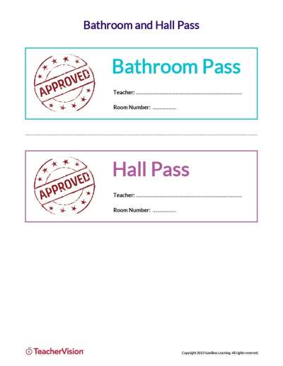 Bathroom and hall Passes