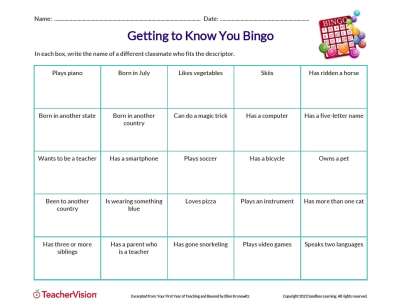 THE GETTING TO KNOW YOU GAME: Back to School Conversation Starter