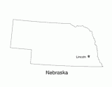Nebraska State Map with Capital