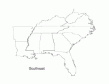 Map of the Southeast
