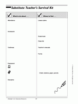 Substitute teacher survival kit template
