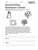 Science and Language Arts: Journal Entries - Hometown Climate