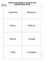 Western Hemisphere Countries and Capitals Flash Cards