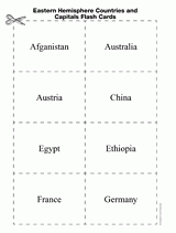 Eastern Hemisphere Countries and Capitals Flash Cards