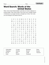 Word Search: Words of the United States