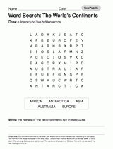 Word Search: The World's Continents
