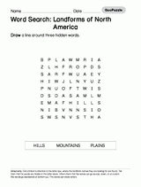Word Search: Landforms of North America