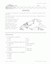 Geography Reading Warm-Up: Mountains