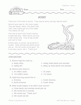 Science Reading Warm-Up: Worms