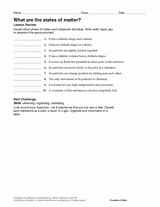 What Are the States of Matter? Worksheet