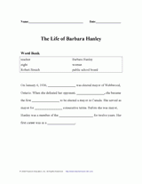 The Life of Barbara Hanley - Word Fill-In