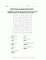 British Sign Language Word Search
