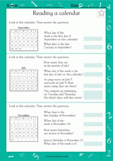 calendar worksheet year 5
