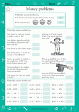 Money Word Problems I Worksheet (Grade 2) - TeacherVision