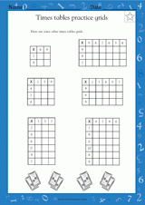 Times Tables Practice Grids III (Grade 4)