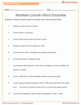 Abraham Lincoln Word Scramble
