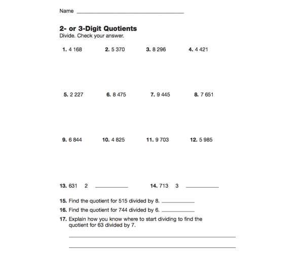 2 or 3 Digit Quotients