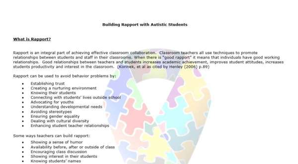 Building Rapport with Autistic Students: Tips for General Educators